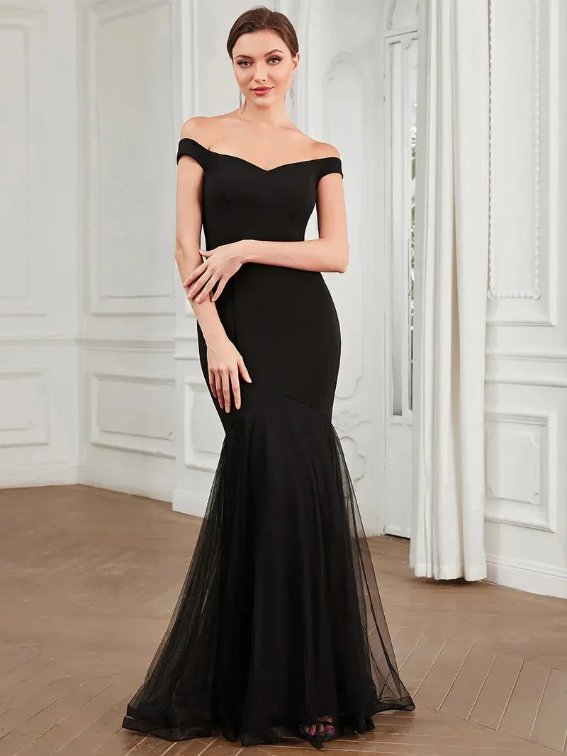 Off-Shoulder Mermaid Full Length Evening Dress