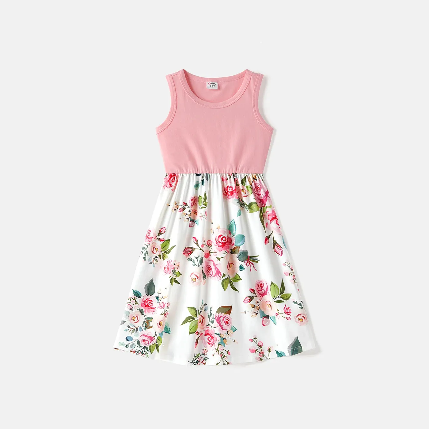 PatPat Family Matching Outfits | 95% Cotton Colorblock Polo Shirts & Floral Naia Spliced Tank Dresses for Summer