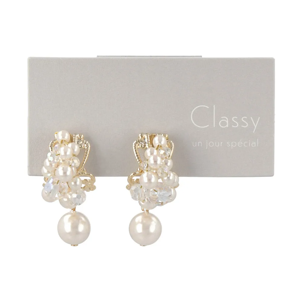 Pearly Cluster Drop Earrings