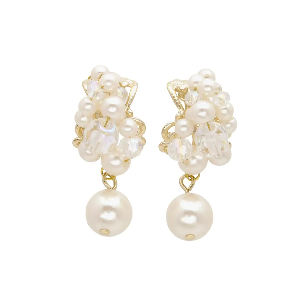 Pearly Cluster Drop Earrings