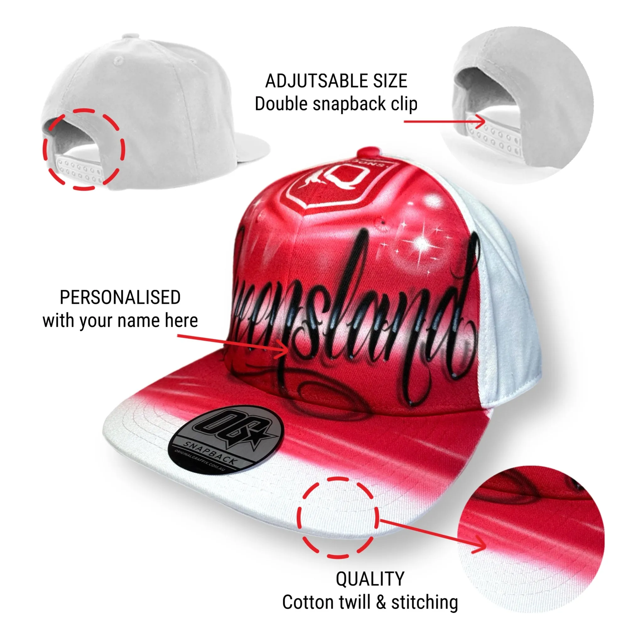 Queensland Personalised Snapback Cap