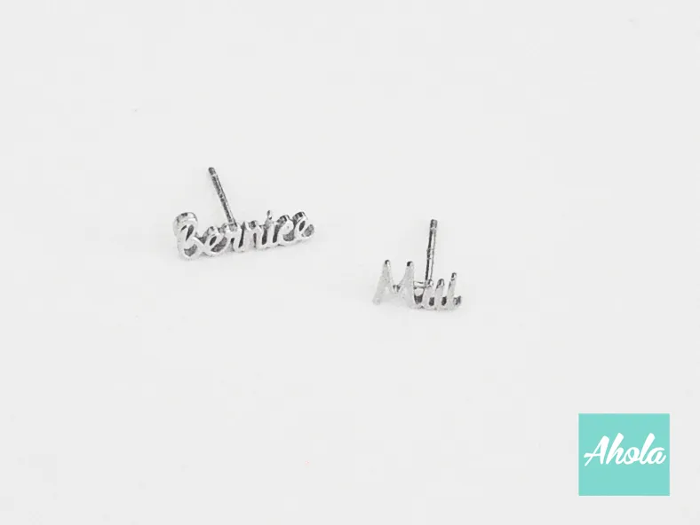 SP002 Platinum Plated Sterling Silver 925 name Earring