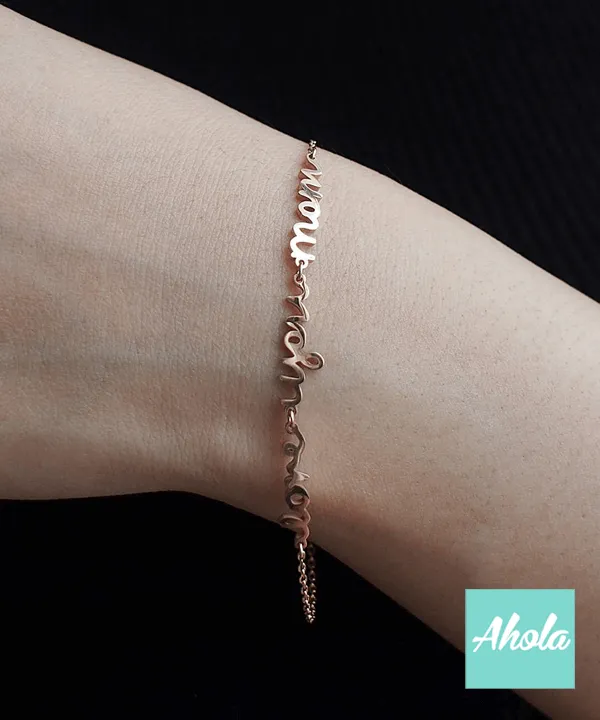 SP014 Platinum Plated Sterling Silver handwriting/signature bracelet 純銀手寫可分組字句手鏈