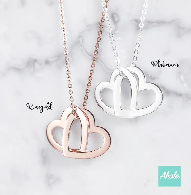 SP048 Sterling Silver Interlock Heart Necklace 純銀心形刻字頸鏈