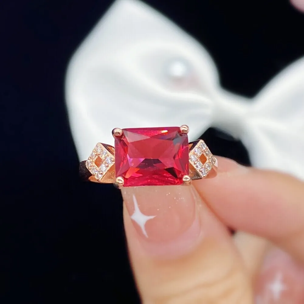 Square Ruby Gemstone Resizable Ring