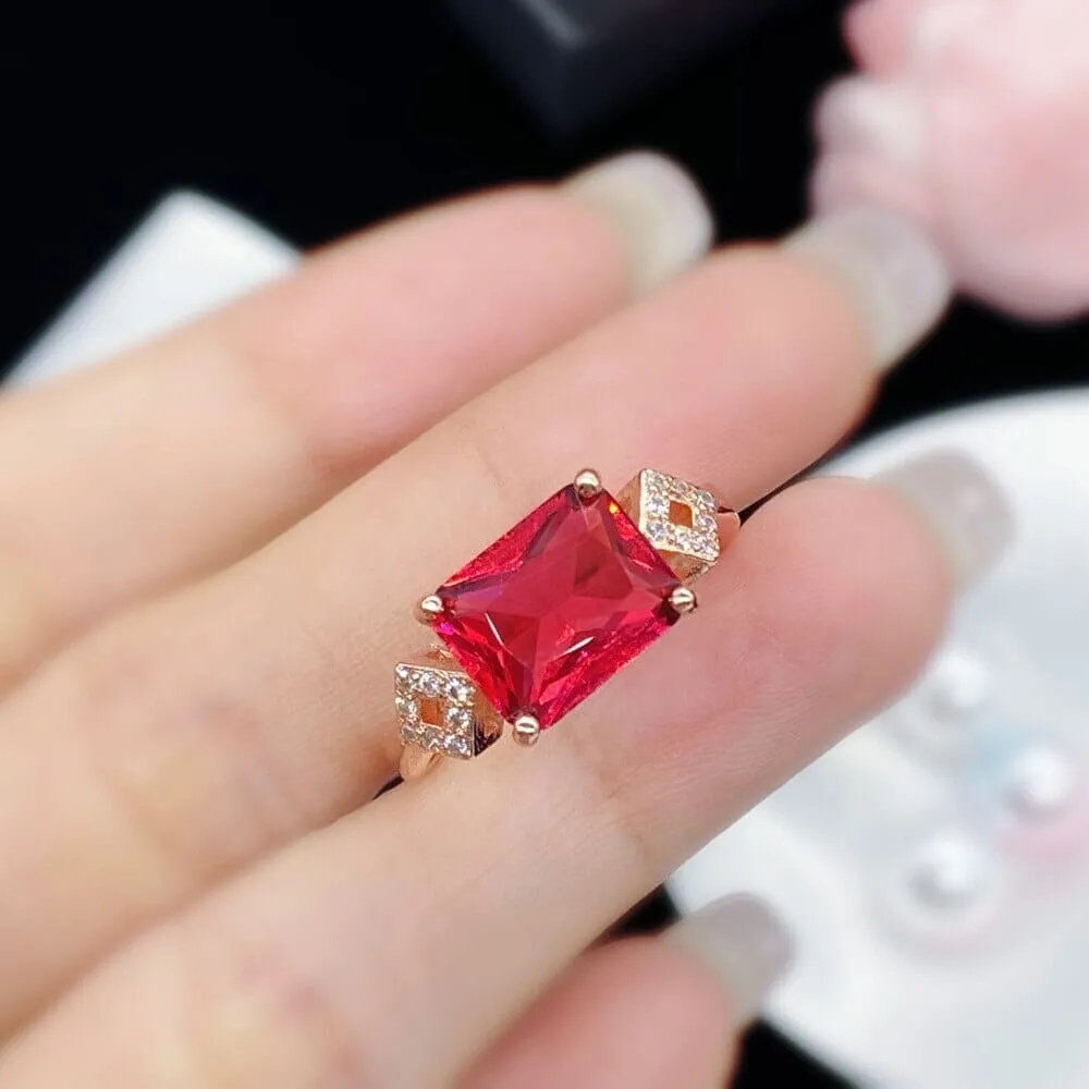 Square Ruby Gemstone Resizable Ring