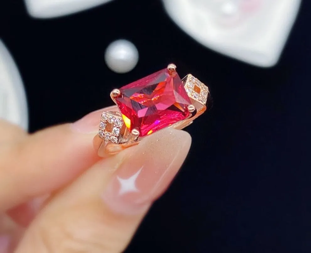 Square Ruby Gemstone Resizable Ring