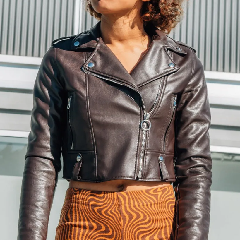 Women's Cropped Leather Jacket - Bailey